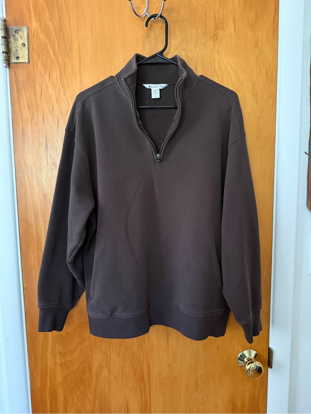 Athleta Oversized 1/4 Zip Sweatshirt - Brown